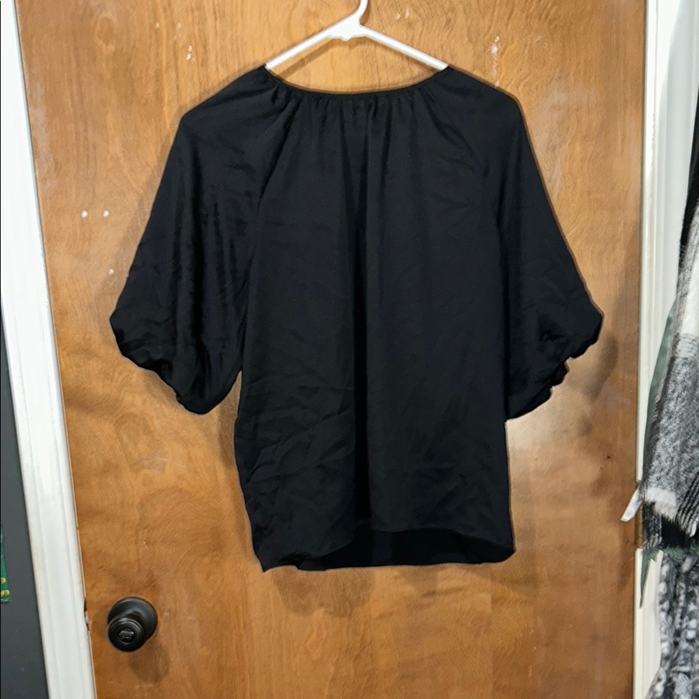 Worthington Black Ruffled Relaxed Blouse